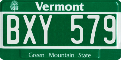 VT license plate BXY579