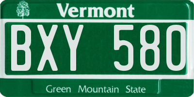 VT license plate BXY580
