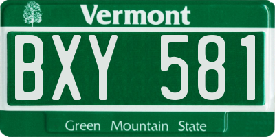 VT license plate BXY581