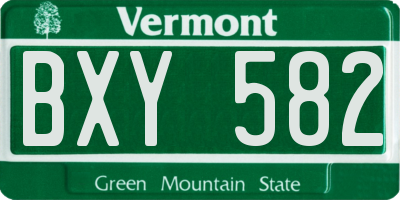 VT license plate BXY582