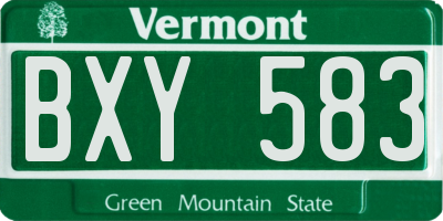 VT license plate BXY583