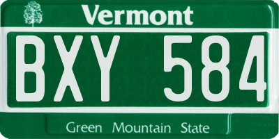 VT license plate BXY584