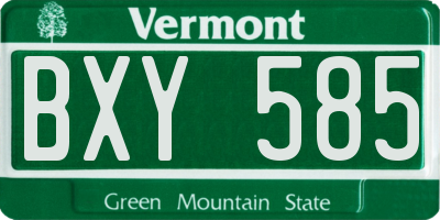 VT license plate BXY585