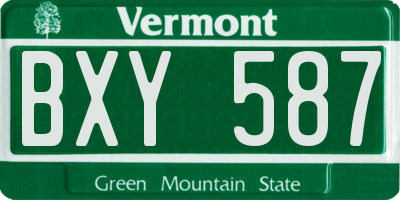 VT license plate BXY587