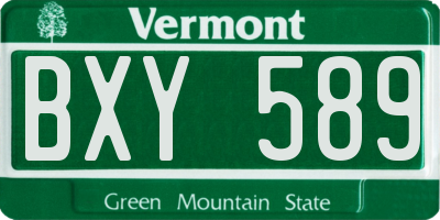 VT license plate BXY589