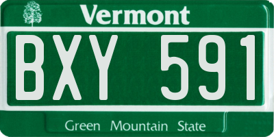 VT license plate BXY591