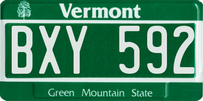 VT license plate BXY592