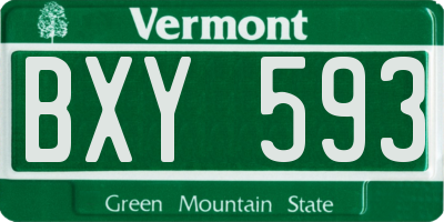 VT license plate BXY593