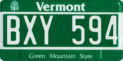 VT license plate BXY594