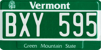 VT license plate BXY595