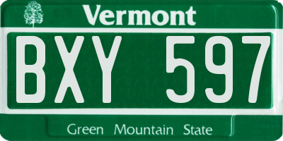 VT license plate BXY597