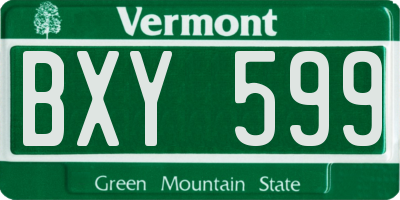 VT license plate BXY599