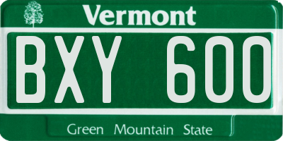 VT license plate BXY600