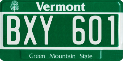 VT license plate BXY601