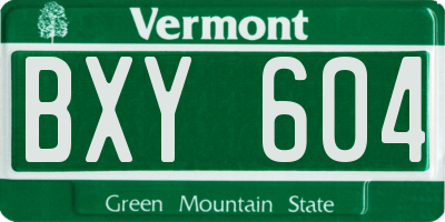 VT license plate BXY604