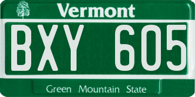 VT license plate BXY605