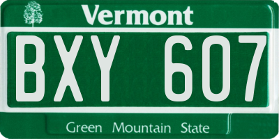 VT license plate BXY607