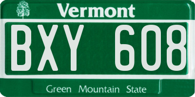 VT license plate BXY608