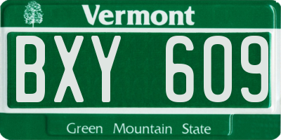 VT license plate BXY609