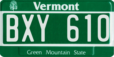 VT license plate BXY610