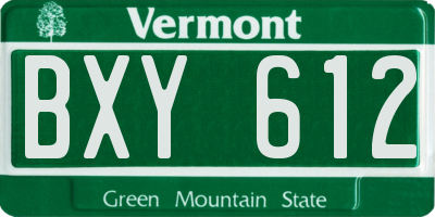 VT license plate BXY612