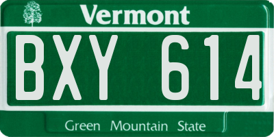 VT license plate BXY614