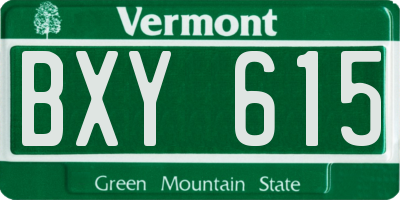 VT license plate BXY615