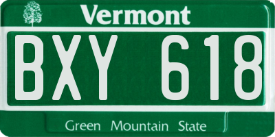 VT license plate BXY618