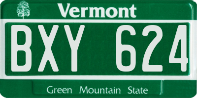 VT license plate BXY624