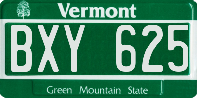 VT license plate BXY625