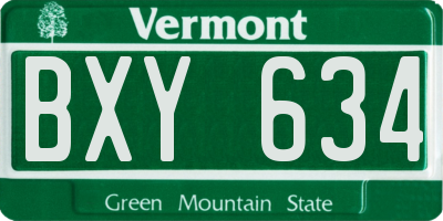 VT license plate BXY634