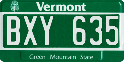 VT license plate BXY635