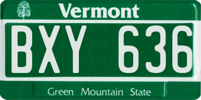 VT license plate BXY636