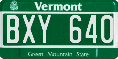 VT license plate BXY640