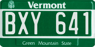 VT license plate BXY641