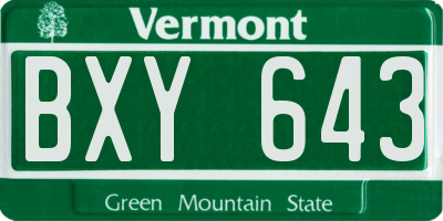 VT license plate BXY643