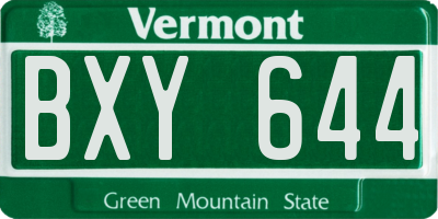 VT license plate BXY644