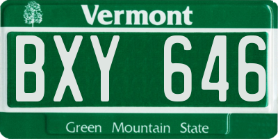 VT license plate BXY646