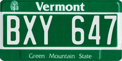 VT license plate BXY647