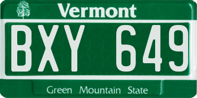 VT license plate BXY649