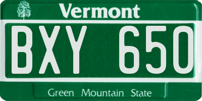 VT license plate BXY650