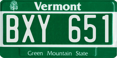 VT license plate BXY651