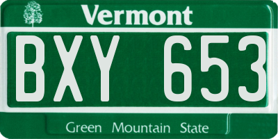 VT license plate BXY653