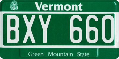 VT license plate BXY660