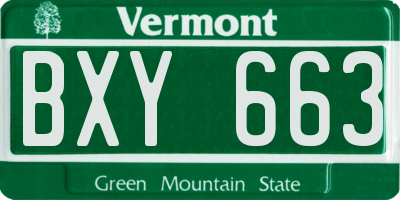VT license plate BXY663