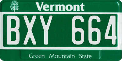 VT license plate BXY664
