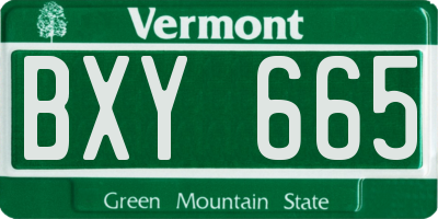 VT license plate BXY665