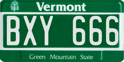 VT license plate BXY666