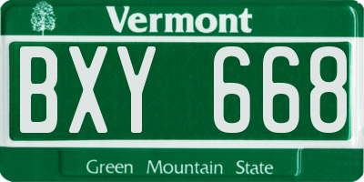 VT license plate BXY668