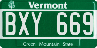 VT license plate BXY669